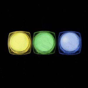 Втирка для ногтей флуоресцентная, набор 3 баночки, с аппликаторами, цвет голубой/жёлтый/зелёный
