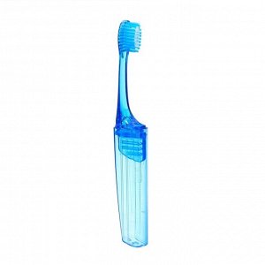 Зубная щетка складная в индивидуальной упаковке, 1 штука, средней жесткости, синяя