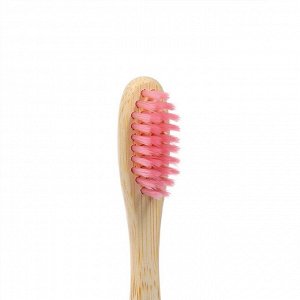 Зубная щетка бамбуковая средняя в коробке, розовая