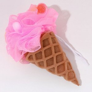 Подарочный набор женский "Моей ягодке", гель для душа во флаконе шоколад и мочалка в форме мороженого
