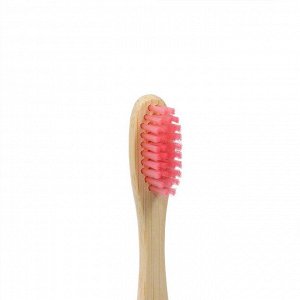 Зубная щетка бамбуковая жесткая в коробке, розовая