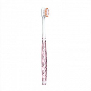 Зубная щетка для взрослых с широкой головкой и мягкой щетиной, прозрачная, розовая