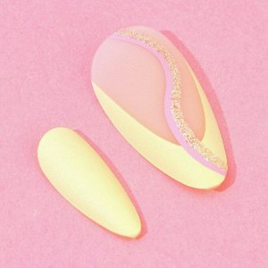 Накладные ногти «Тренд», 24 шт, клеевые пластины, форма миндаль, цвет матовый бежевый/жёлтый