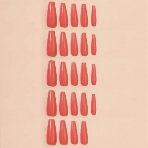 Накладные ногти, 24 шт, форма балерина, цвет оранжевый