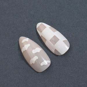 Накладные ногти «NUDE », 12 шт, с клеевыми пластинами, форма миндаль, цвет бежевый/белый