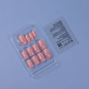 Накладные ногти «lines», 24 шт, с клеевыми пластинами, форма мягкий квадрат, цвет нежно-розовый