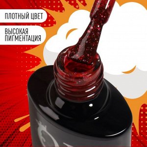 Гель лак для ногтей, с блёстками, 3-х фазный, 8 мл, LED/UV, цвет красный (85)