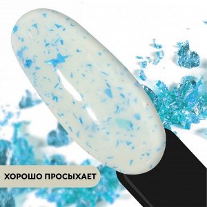 Гель лак для ногтей, молочный, с поталью, 3-х фазный, 8мл, LED/UV, цвет белый/голубой (11)