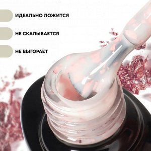 Гель лак для ногтей, молочный, с поталью, 3-х фазный, 8мл, LED/UV, цвет белый/розовый (06)