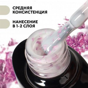Гель лак для ногтей, молочный, с поталью, 3-х фазный, 8мл, LED/UV, цвет белый/розовый (05)
