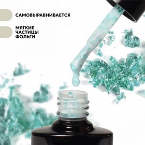 Гель лак для ногтей, молочный, с поталью, 3-х фазный, 8мл, LED/UV, цвет белый/голубой (07)