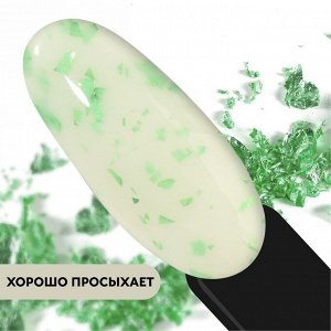 Гель лак для ногтей, молочный, с поталью, 3-х фазный, 8мл, LED/UV, цвет белый/зелёный (08)