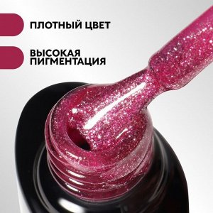Гель лак для ногтей, с блёстками, трехфазный, 8 мл, LED/UV, розовый (017)