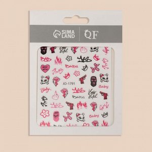 Наклейки для ногтей «BABY» цвет чёрный/розовый
