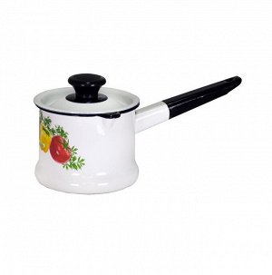 Ковш эмалированный, 1 л,  эмаль. сталь, белый, с декором