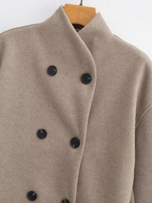 Женское пальто на пуговицах, цвет бежевый