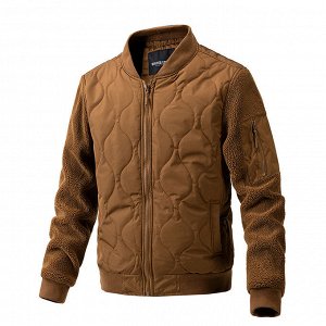 Мужская куртка с меховыми рукавами, цвет коричневый