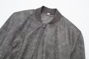 Женская куртка- бомбер из искусственной кожи, цвет серый
