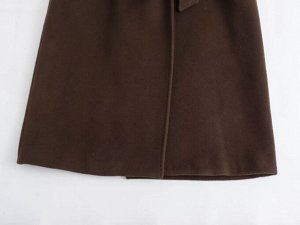 Женское пальто с капюшоном, цвет темно-коричневый