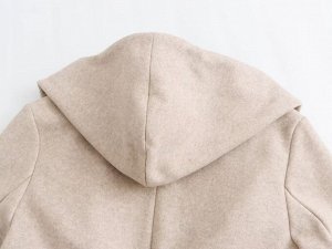 Женское пальто с капюшоном, цвет бежевый