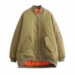Женская свободная куртка на молнии, цвет оливковый