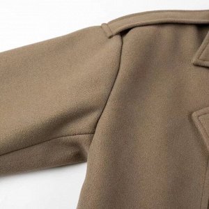 Женское твидовое пальто, с ремнем, цвет коричневый