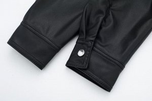 Женская куртка бомбер из искусственной кожи, цвет черный