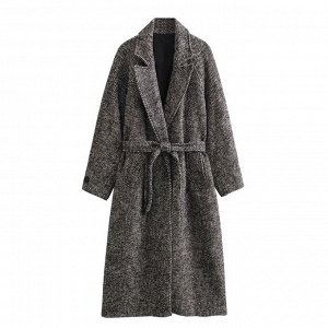 Женское пальто, принт "зиг заг", цвет черный/белый