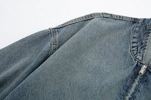 Женская джинсовая куртка на молнии, цвет синий