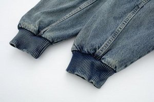Женская джинсовая куртка на молнии, цвет синий