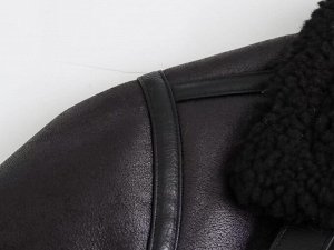 Женская дубленка с меховой отделкой, с ремнем, цвет черный