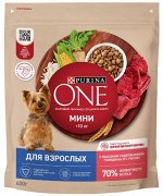 Purina ONE Мини сухой корм для собак мелких пород Говядина/рис 600гр