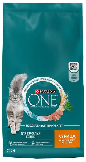 Purina ONE сухой корм для кошек Курица/цельные злаки 9,75кг