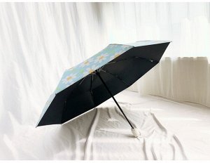 Автоматический зонт с 8-ю спицами, цвет голубой, принт "Цветочки"