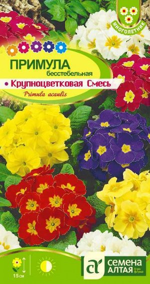 Цветы Примула Крупноцветковая смесь/Сем Алт/цп 0,02 гр.