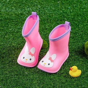 Резиновые сапоги для девочки, цвет розовый, принт "Кролики"