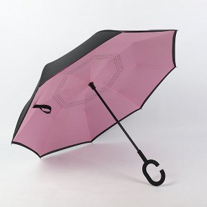 Механический зонт с 8-ю спицами, обратное складывание, С-образная ручка, цвет розовый