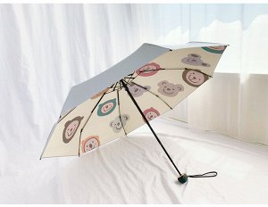 Механический зонт с 8-ю спицами, круглая ручка, принт "Зверушки"
