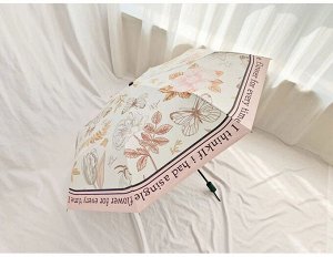 Механический зонт с 8-ю спицами, цвет белый/розовый, с принтом