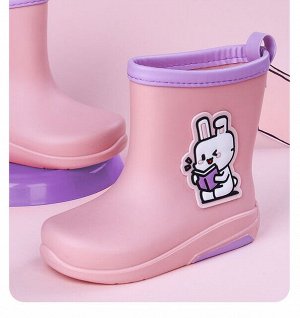 Резиновые сапоги для девочки, цвет розовый, принт "Кролик"