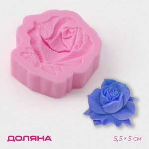 Молд Доляна «Дикая роза», силикон, 5,5*5*1,5 см, цвет розовый