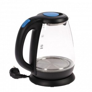 Чайник электрический Luazon LSK-1810, стекло, 1.8 л, 1500 Вт, подсветка, черный