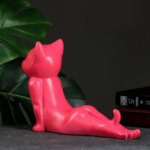 Фигура "Кот мордой вверх" розовый, 17см