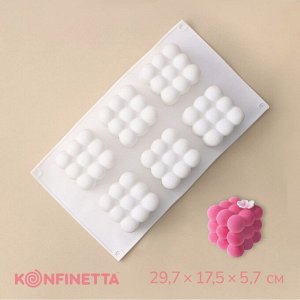 Форма для муссовых десертов и выпечки KONFINETTA «Рафаэль», силикон, 29,7?17,5?5,7 см, 6 ячеек (6,2?6,2 см), цвет белый