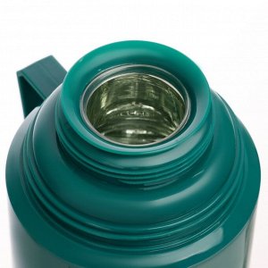 Термос со стеклянной колбой "Классик" с 1 кружкой и 1 чашкой,  1 л, 13 х 29 см, зелёный