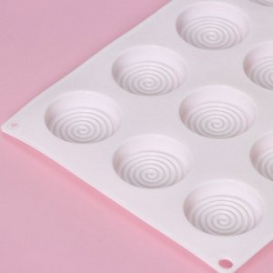 Форма силиконовая для выпечки и муссовых десертов KONFINETTA «Гипноз», 29?17?1,1 см, 15 ячеек, d=4,2 см, цвет белый