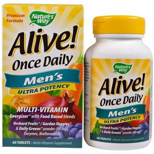 Natures Way, Alive! Раз в день, мультивитамины для мужчин, 60 таблеток