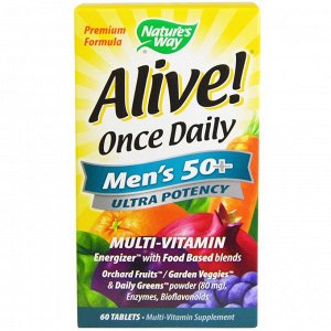 Natures Way, Alive! Once Daily, мультивитамин для мужчин старше 50 лет, 60 таблеток