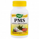 Nature&#039;s Way, PMS, содержит B6 и другие витамины группы B, 100 вегетарианских капсул