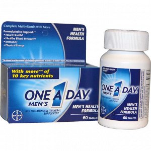 One-A-Day, One A Day Mens, формула здоровья для мужчин, мультивитамины/мультиминералы, 60 таблеток